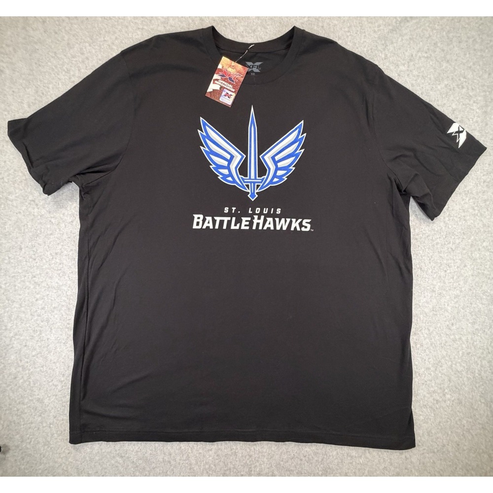 XFL Saint Louis Battlehawks Mens 3XL Black  Graphic T-Shirt Short Sleeve